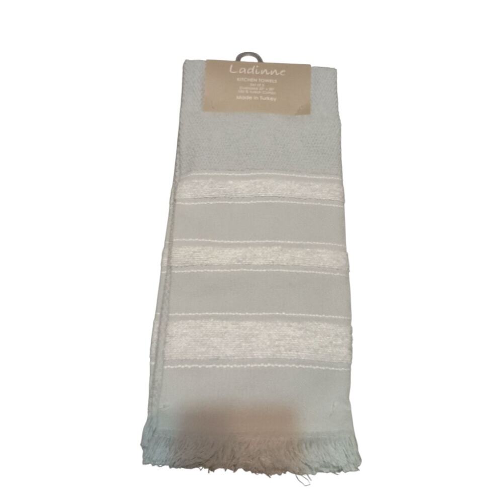 Ladinne Stiped Kitchen Towels Set Of 3 Oversized 20" x 30" 100% Turkish Cotton